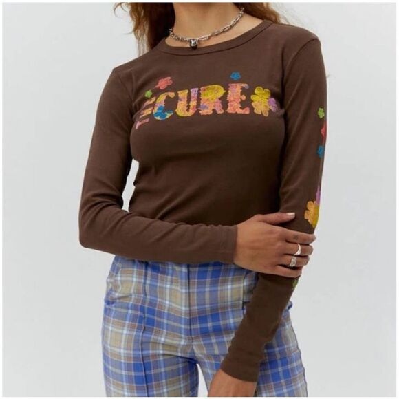 Daydreamer Tops - Daydreamer Small Flower of Love Shrunken Long Sleeve